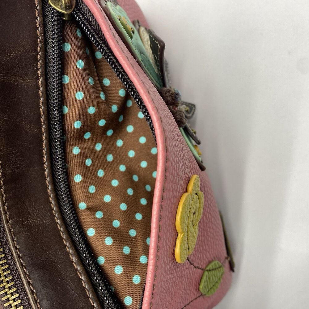 CHALA BUTTERFLY MINI CROSSBODY Strap Clutch Purse Teal Dot Pink Brown Spring Bag - Picture 5 of 14